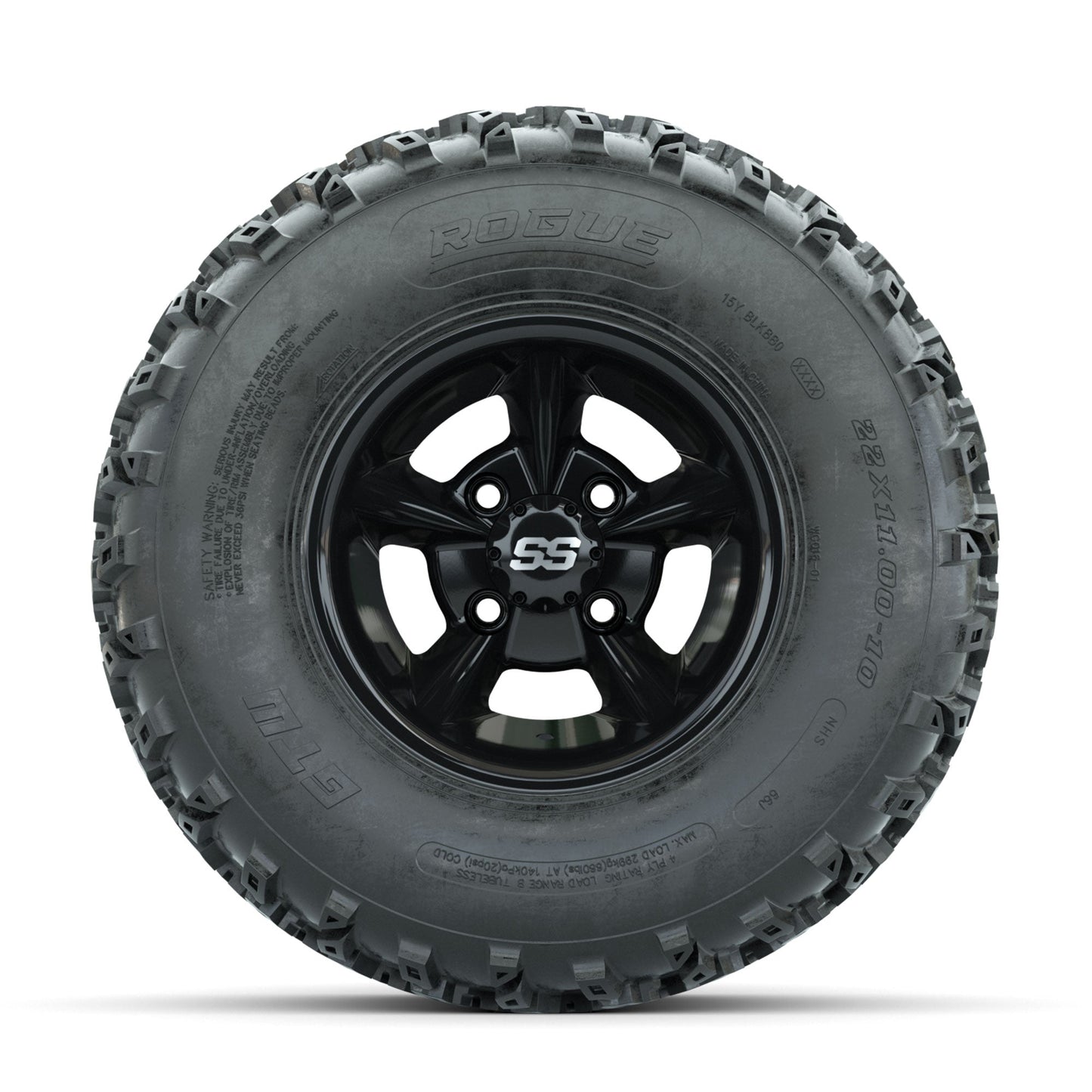 GTW Godfather Black 10 in Wheels with 22x11.00-10 Rogue All Terrain Tires Full Set