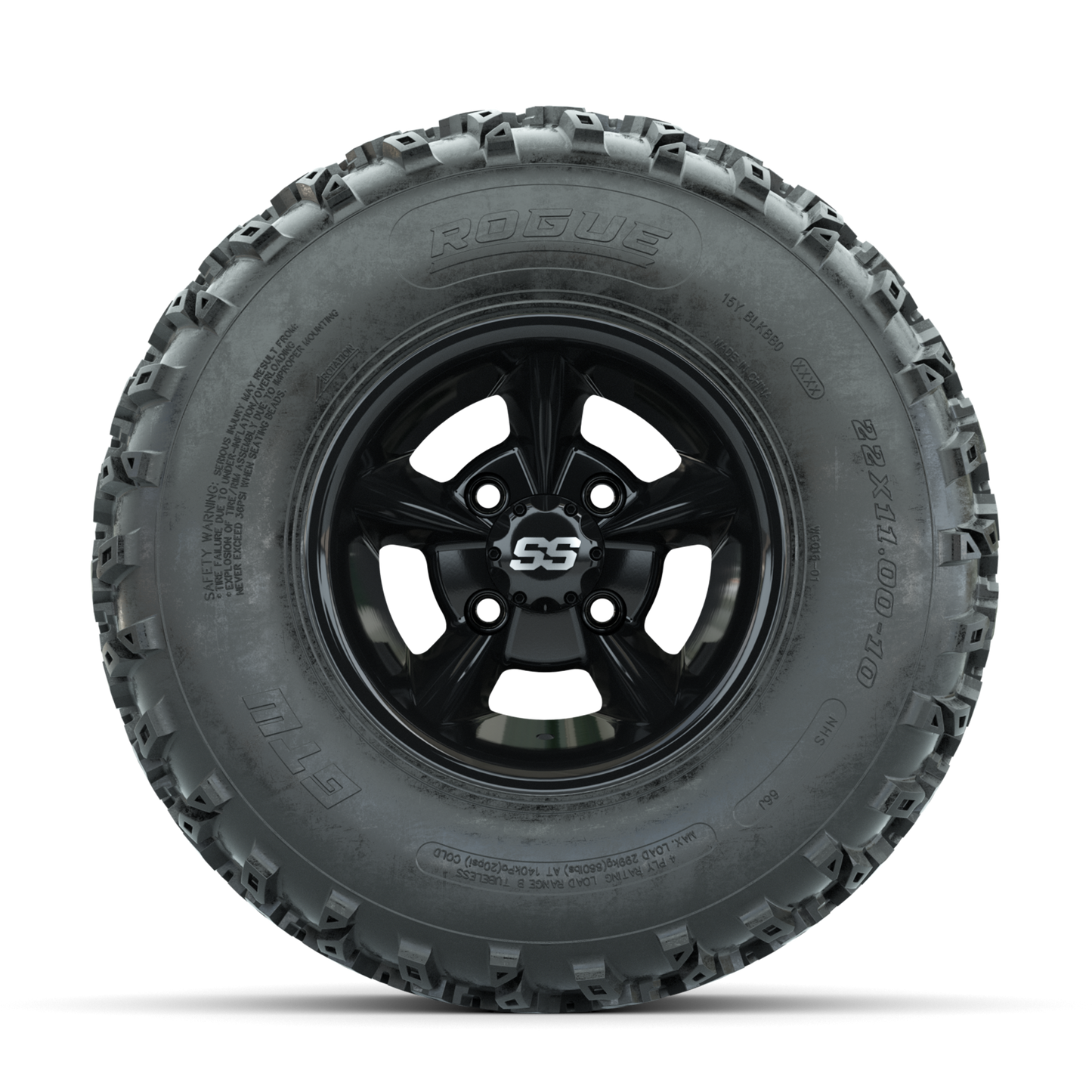 GTW Godfather Black 10 in Wheels with 22x11.00-10 Rogue All Terrain Tires Full Set