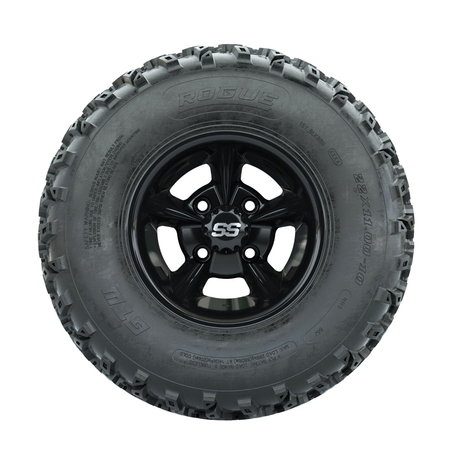 GTW Godfather Black 10 in Wheels with 22x11.00-10 Rogue All Terrain Tires Full Set