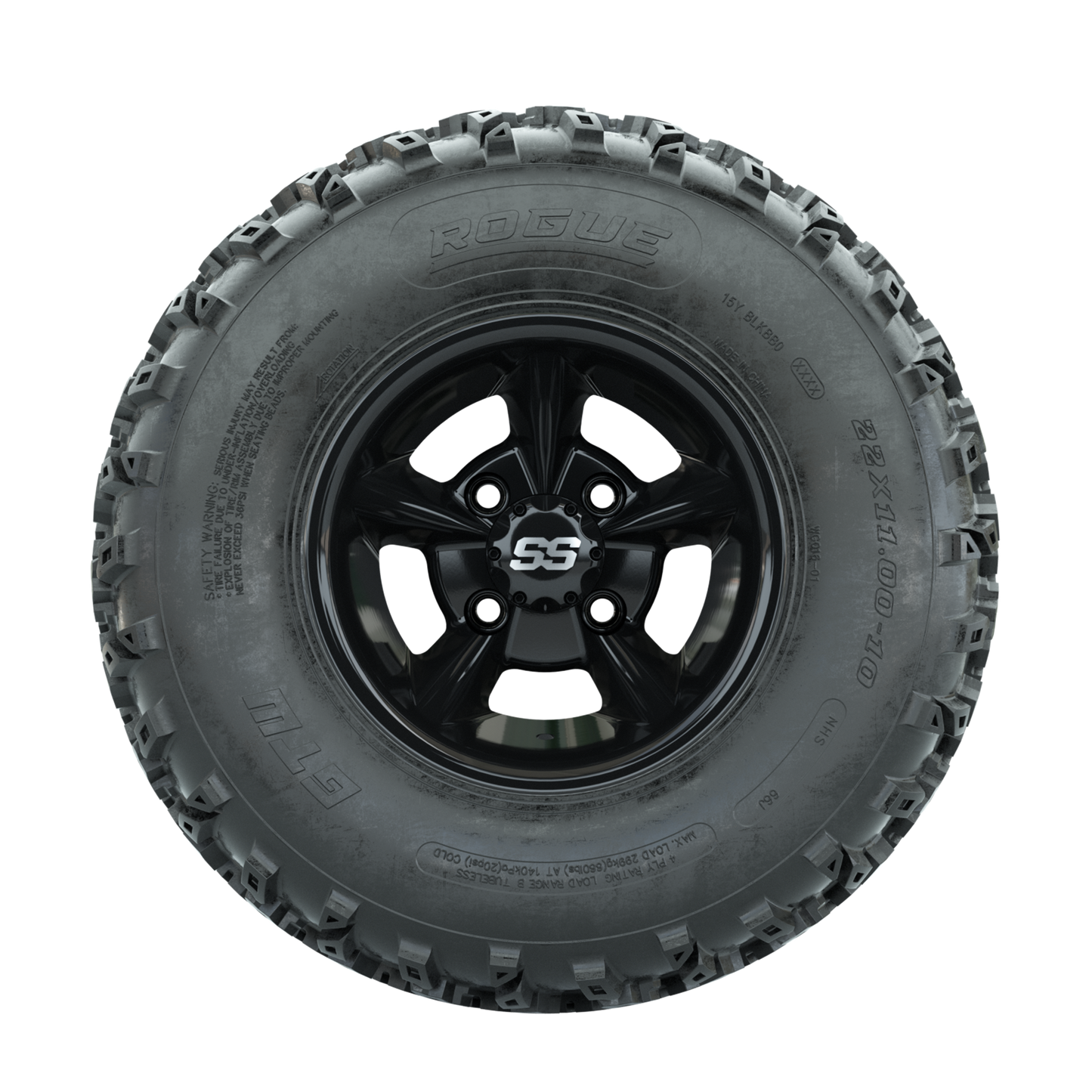 GTW Godfather Black 10 in Wheels with 22x11.00-10 Rogue All Terrain Tires Full Set
