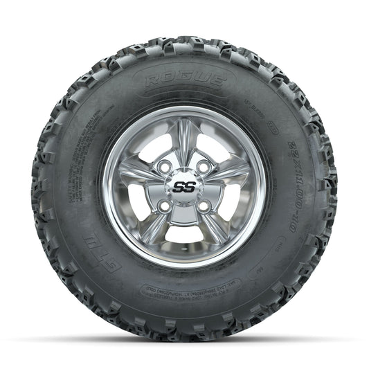 GTW Godfather Chrome 10 in Wheels with 22x11.00-10 Rogue All Terrain Tires Full Set