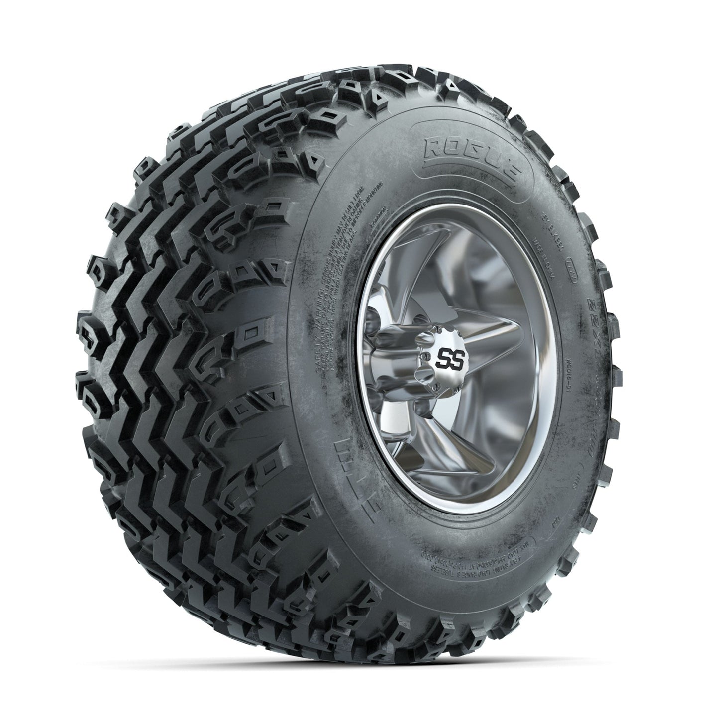 GTW Godfather Chrome 10 in Wheels with 22x11.00-10 Rogue All Terrain Tires Full Set