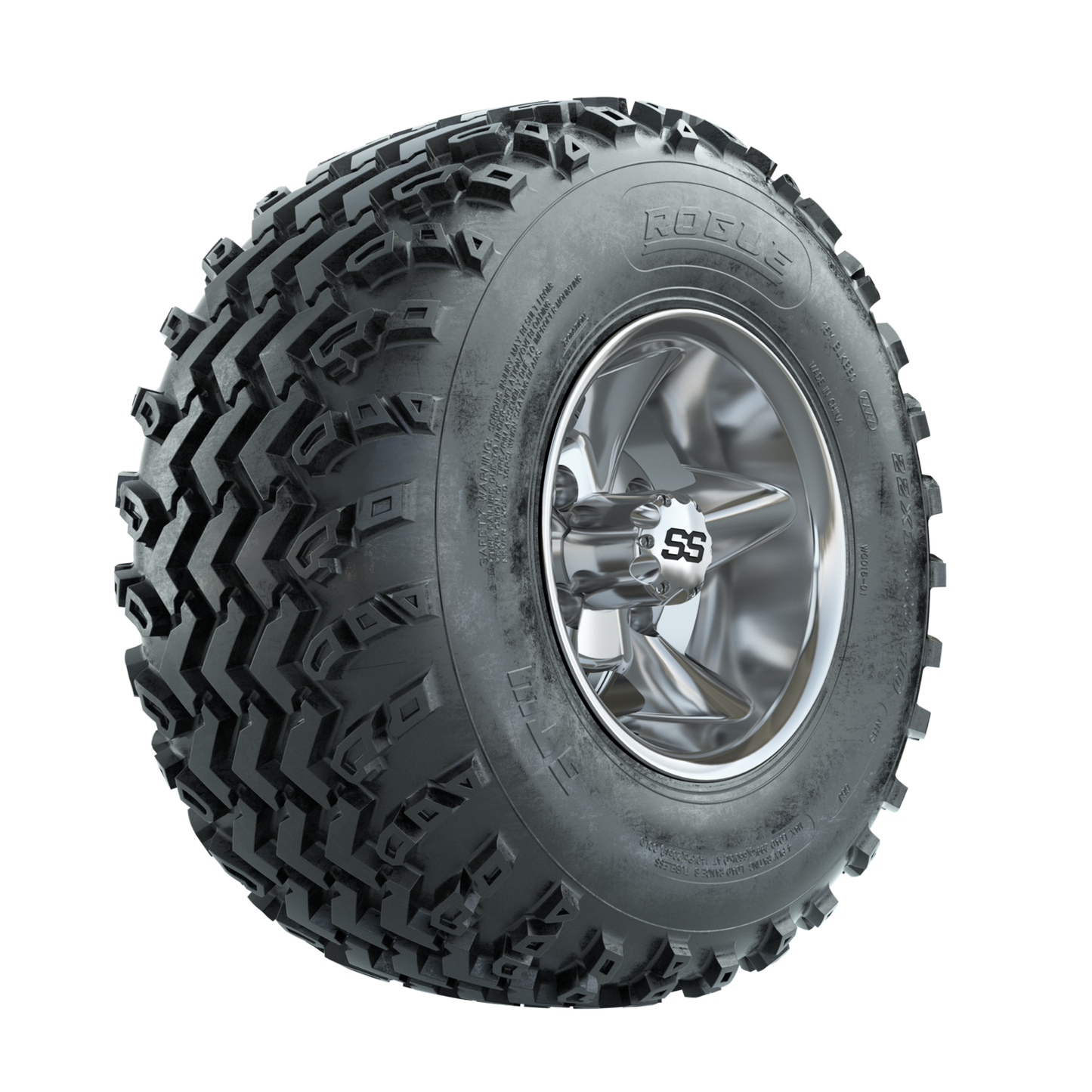 GTW Godfather Chrome 10 in Wheels with 22x11.00-10 Rogue All Terrain Tires Full Set