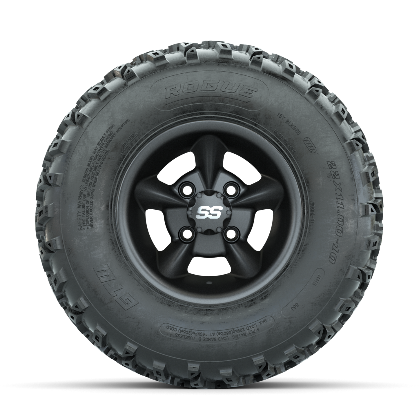 GTW Godfather Matte Grey 10 in Wheels with 22x11.00-10 Rogue All Terrain Tires  Full Set