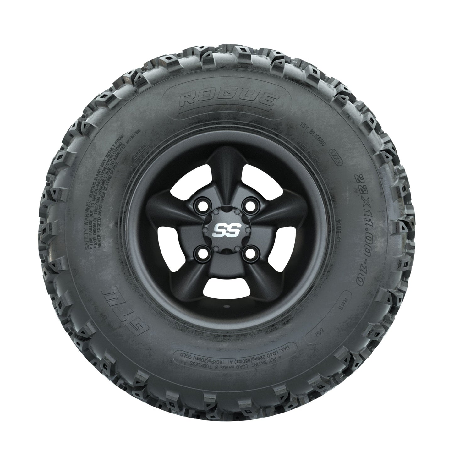 GTW Godfather Matte Grey 10 in Wheels with 22x11.00-10 Rogue All Terrain Tires  Full Set