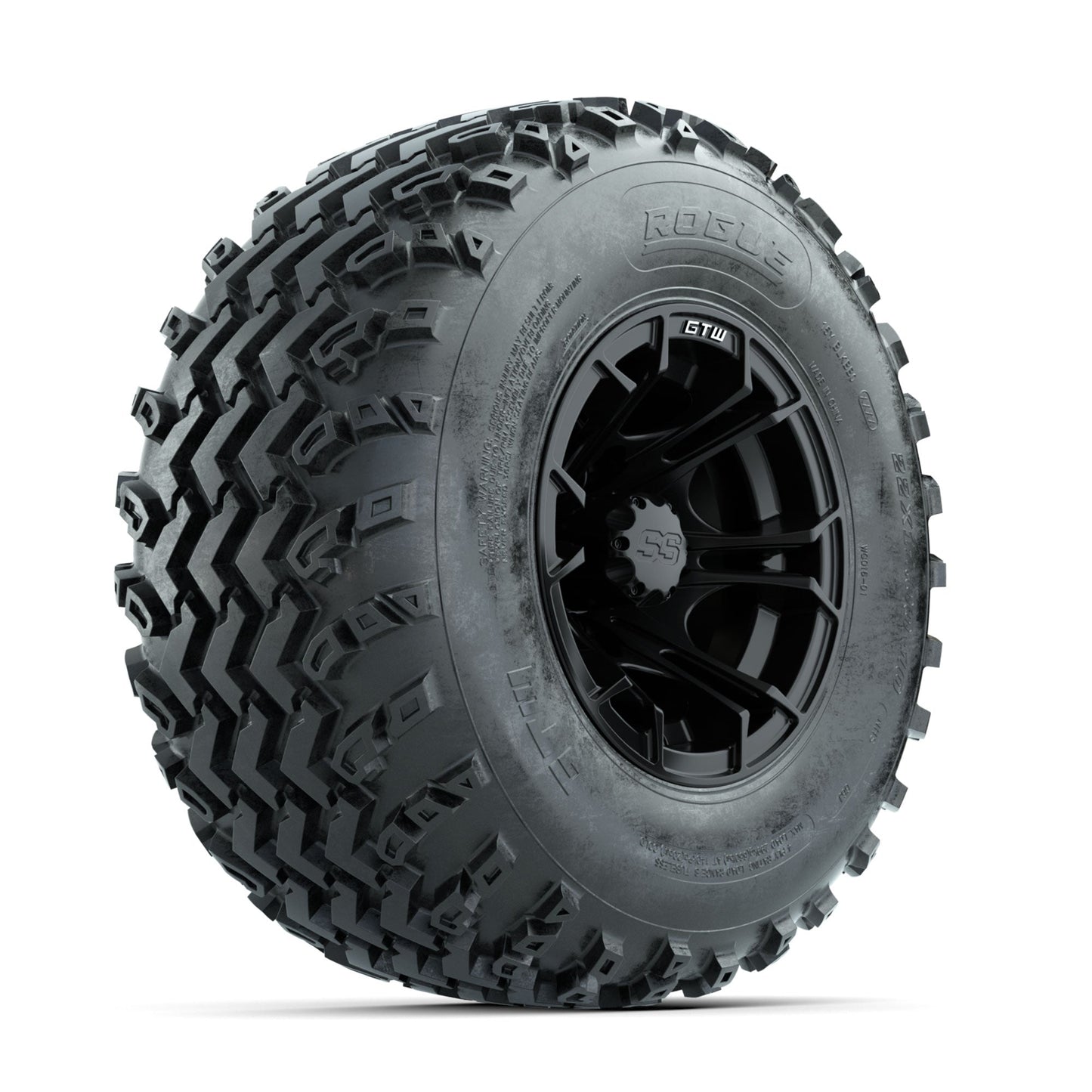 GTW Spyder Matte Black 10 in Wheels with 22x11.00-10 Rogue All Terrain Tires Full Set