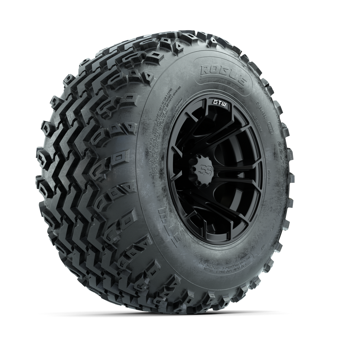 GTW Spyder Matte Black 10 in Wheels with 22x11.00-10 Rogue All Terrain Tires Full Set