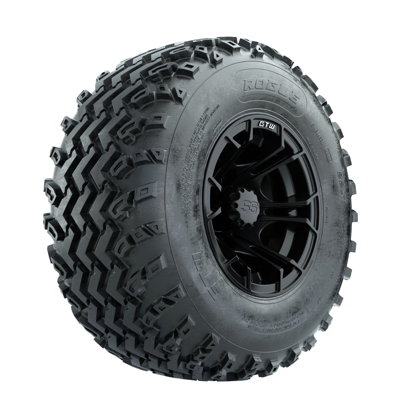 GTW Spyder Matte Black 10 in Wheels with 22x11.00-10 Rogue All Terrain Tires Full Set
