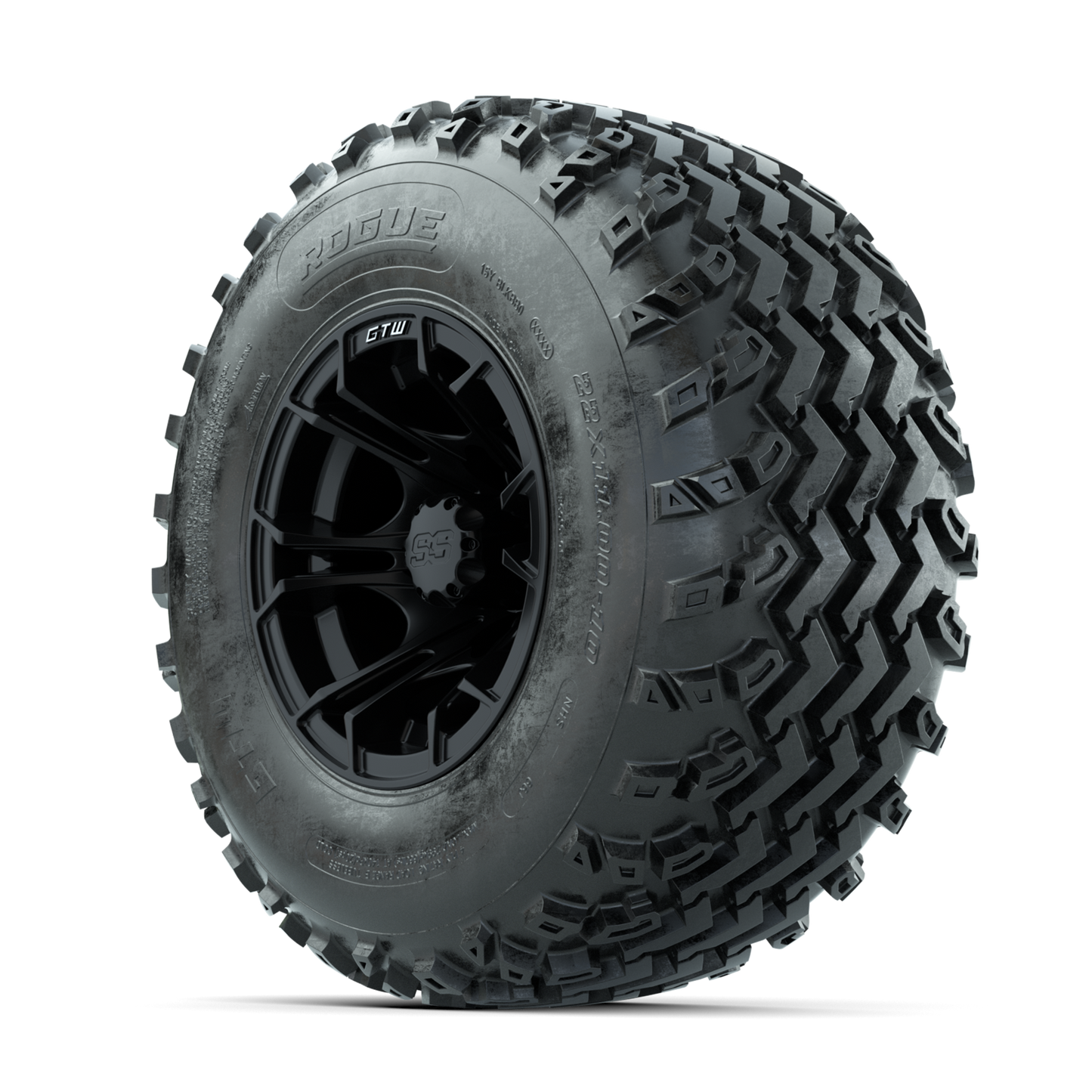 GTW Spyder Matte Black 10 in Wheels with 22x11.00-10 Rogue All Terrain Tires Full Set