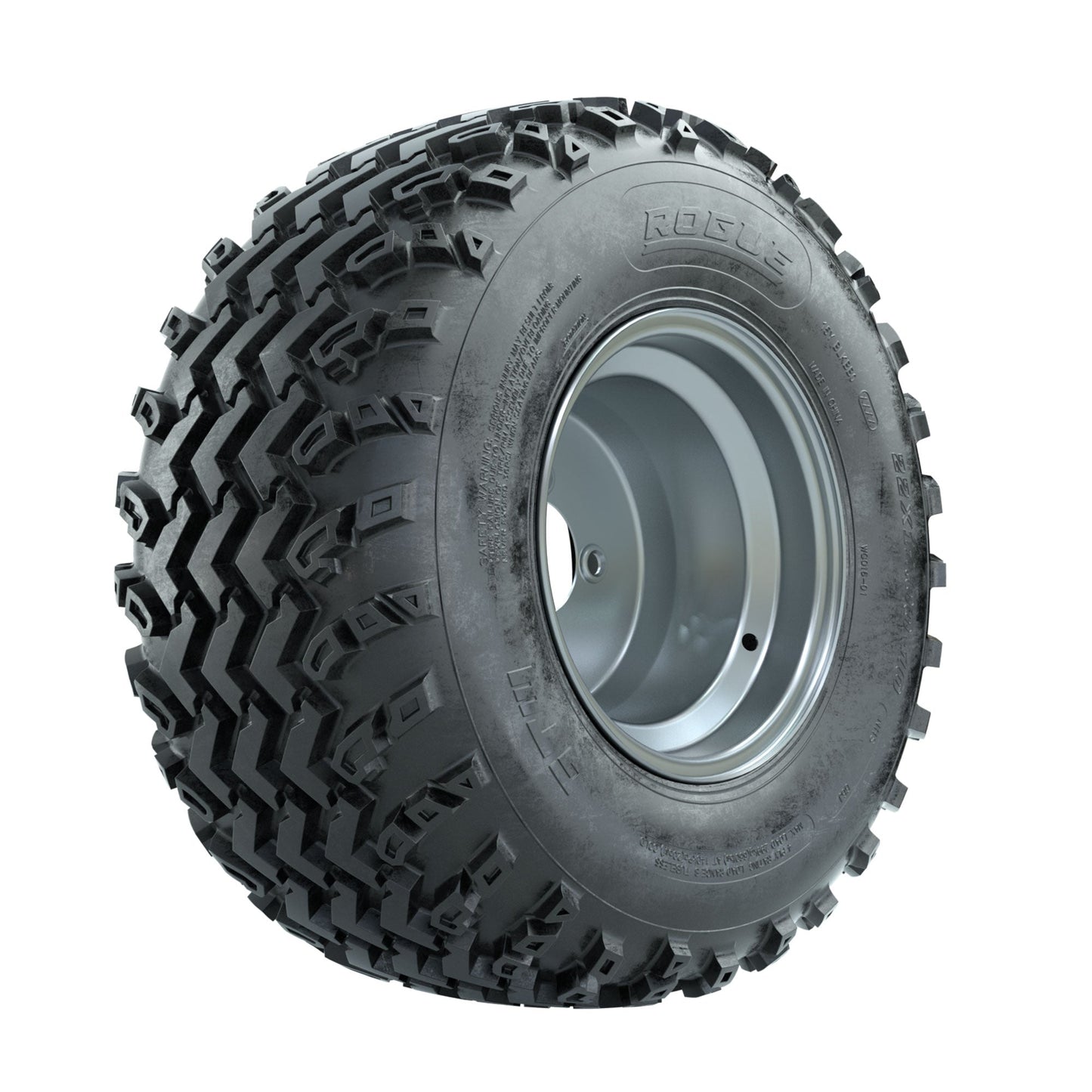 GTW Steel Silver 3:5 Offset 10 in Wheels with 22x11.00-10 Rogue All Terrain Tires Full Set