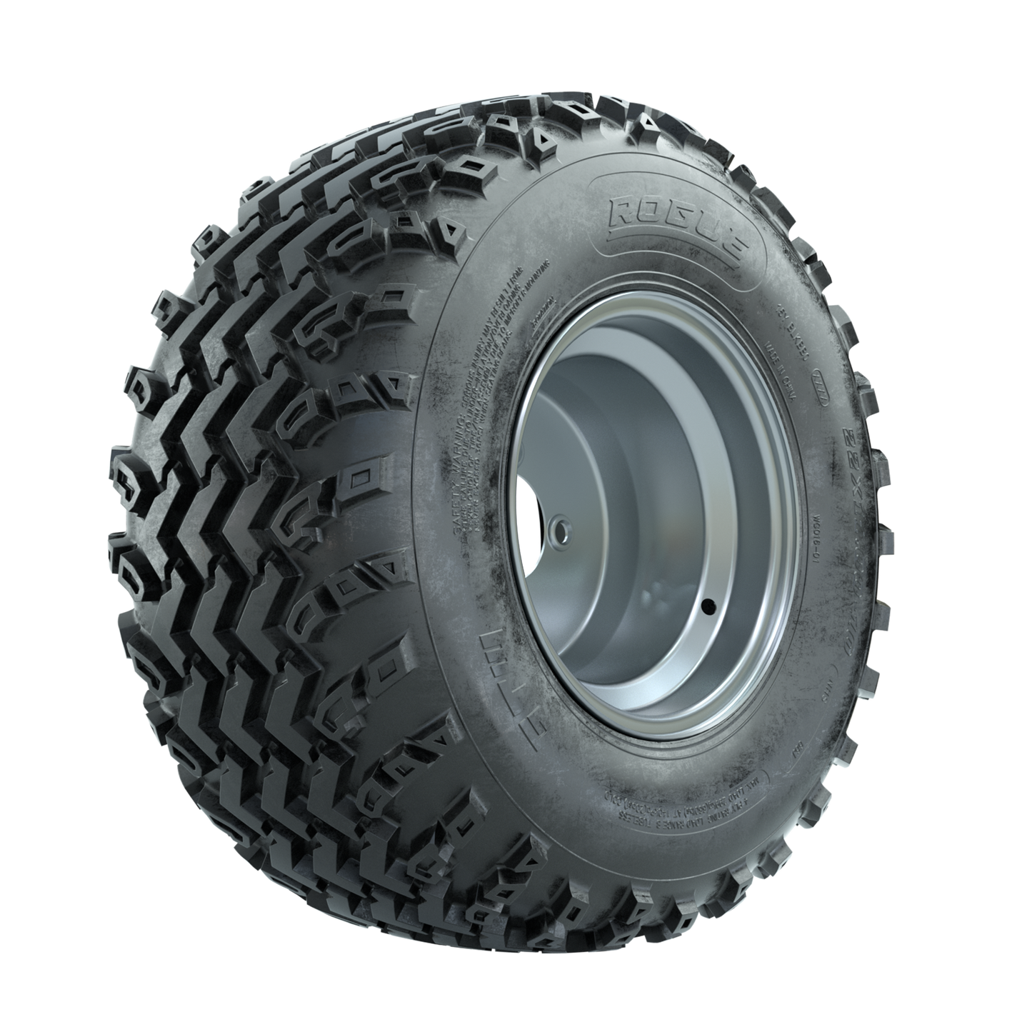GTW Steel Silver 3:5 Offset 10 in Wheels with 22x11.00-10 Rogue All Terrain Tires Full Set