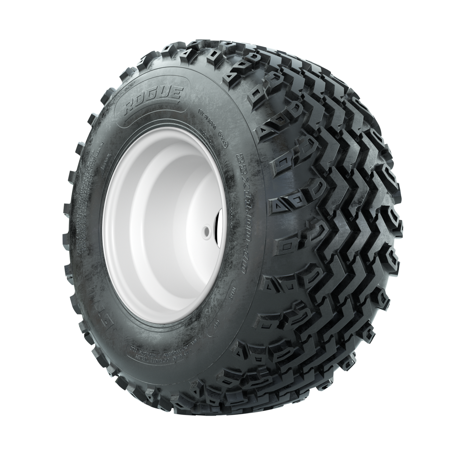 GTW Steel White 3:5 Offset 10 in Wheels with 22x11.00-10 Rogue All Terrain Tires Full Set