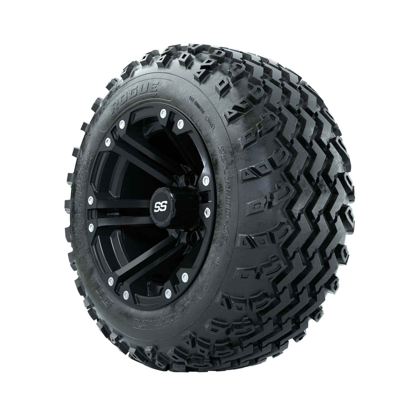 GTW Specter Matte Black 12 in Wheels with 22x11.00-12 Rogue All Terrain Tires Full Set
