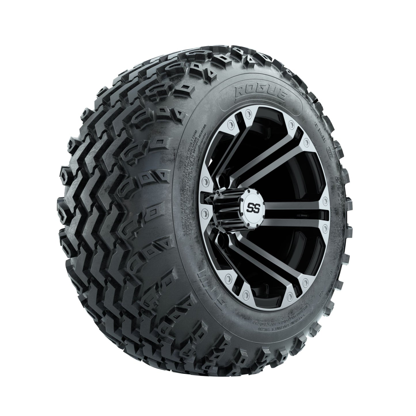 GTW Specter Machined/Black 12 in Wheels with 22x11.00-12 Rogue All Terrain Tires Full Set