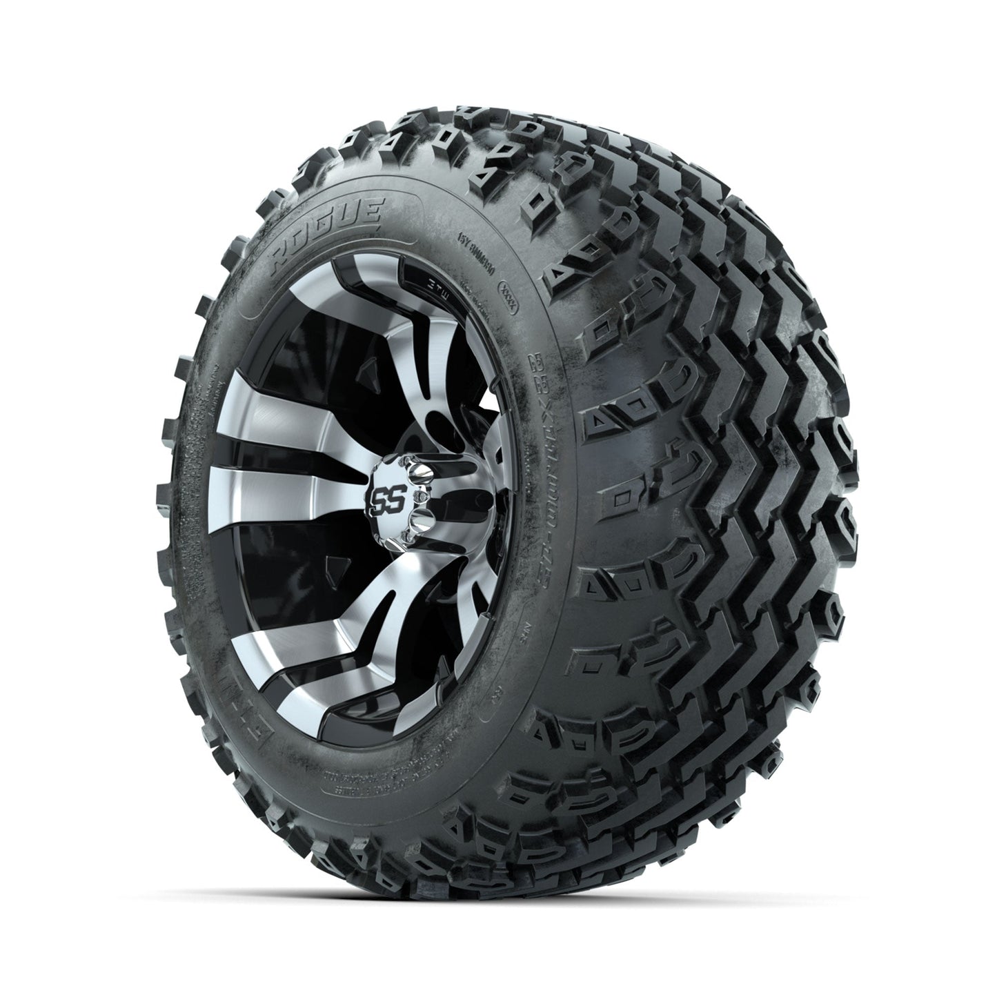 GTW Vampire Machined/Black 12 in Wheels with 22x11.00-12 Rogue All Terrain Tires Full Set
