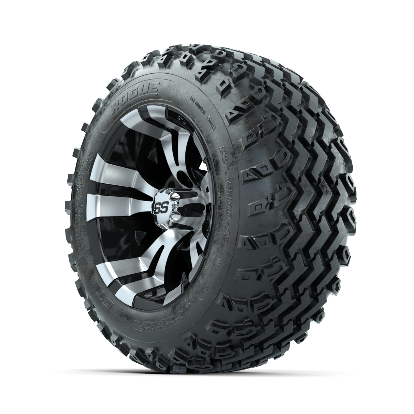 GTW Vampire Machined/Black 12 in Wheels with 22x11.00-12 Rogue All Terrain Tires Full Set