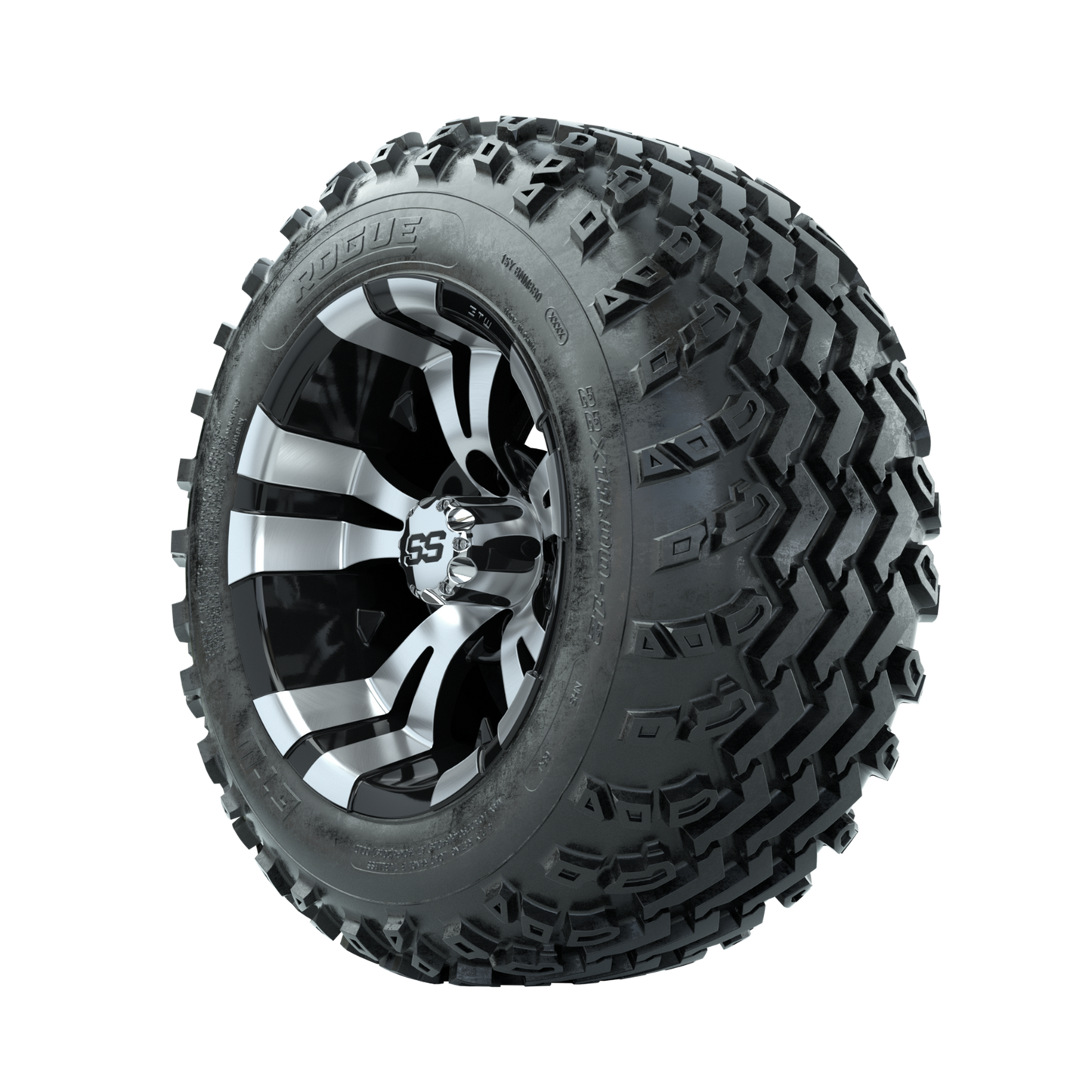 GTW Vampire Machined/Black 12 in Wheels with 22x11.00-12 Rogue All Terrain Tires Full Set