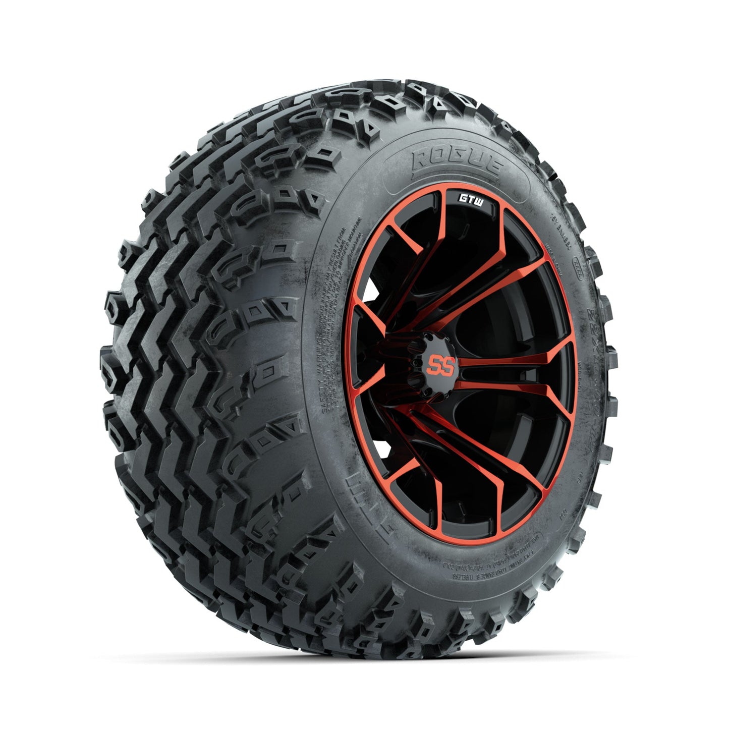 GTW Spyder Red/Black 12 in Wheels with 22x11.00-12 Rogue All Terrain Tires Full Set