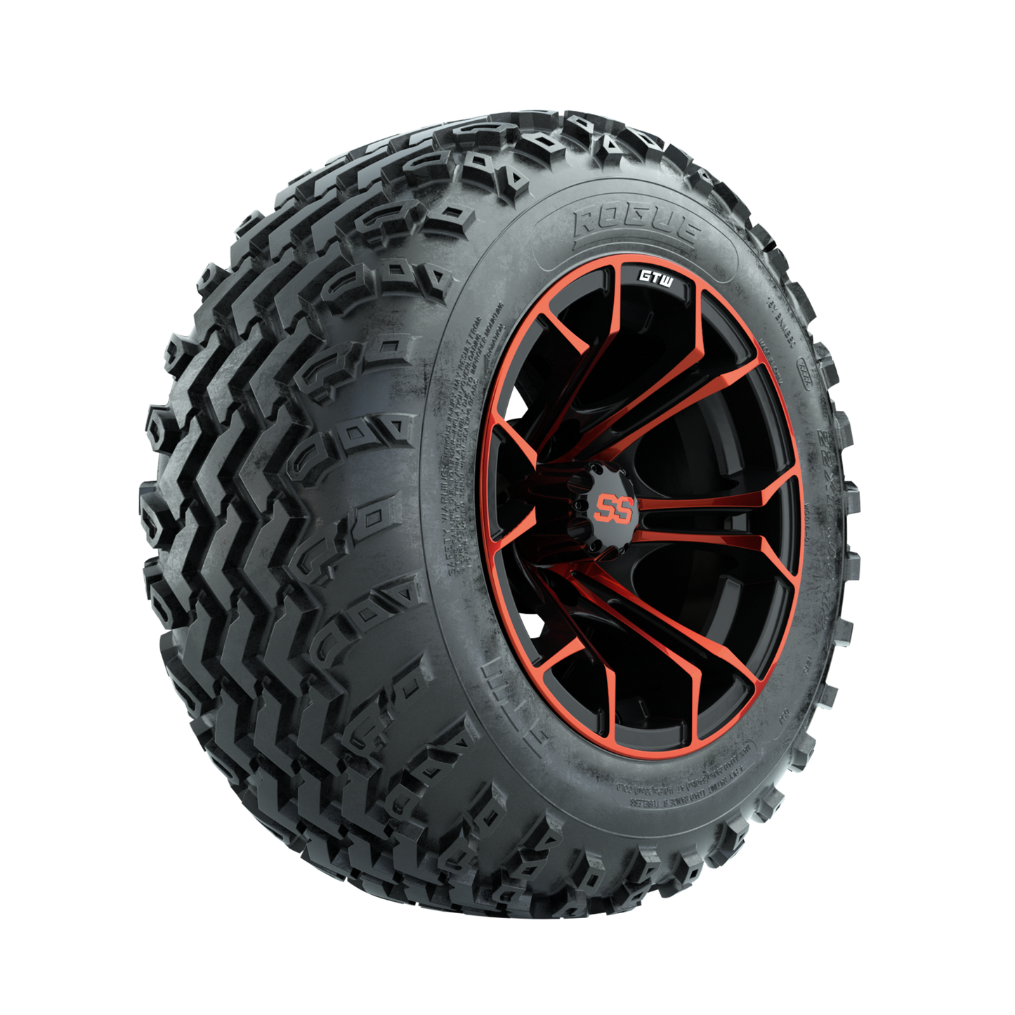 GTW Spyder Red/Black 12 in Wheels with 22x11.00-12 Rogue All Terrain Tires Full Set