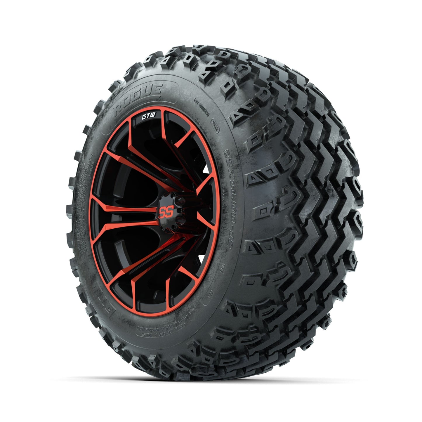GTW Spyder Red/Black 12 in Wheels with 22x11.00-12 Rogue All Terrain Tires Full Set