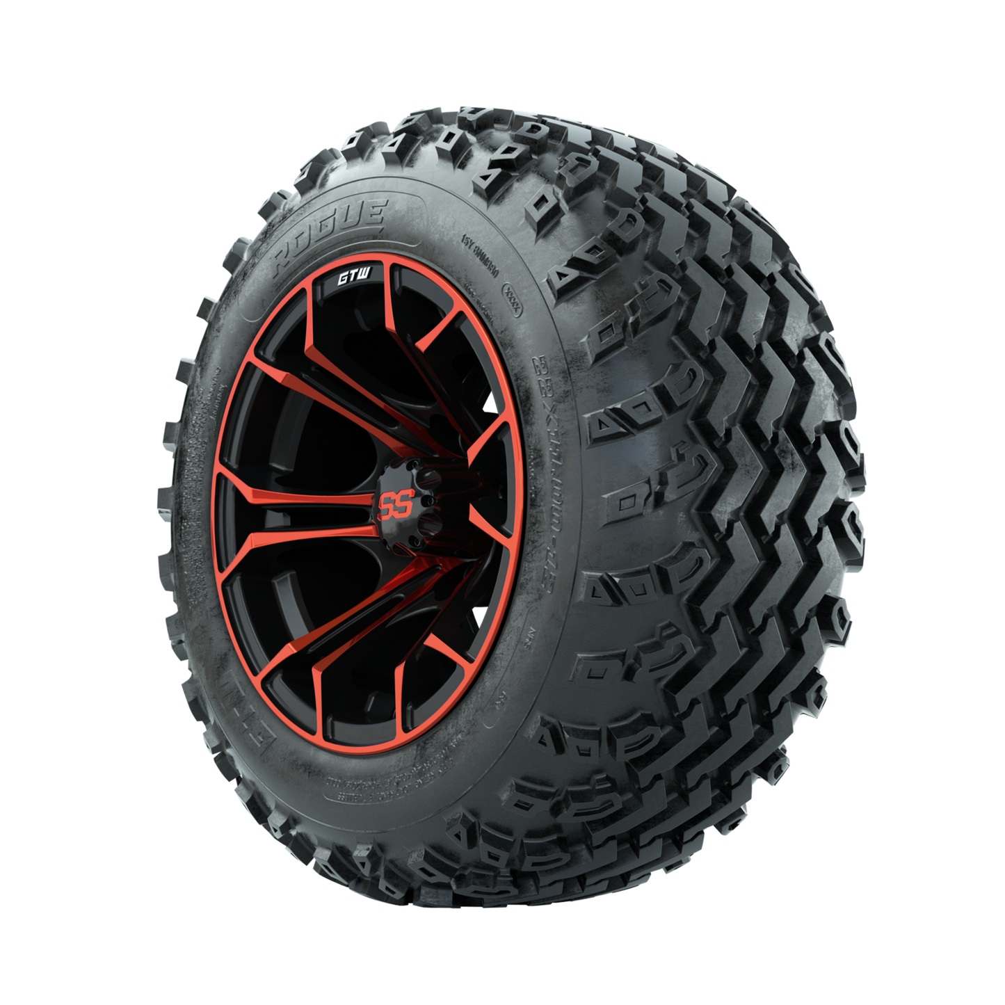 GTW Spyder Red/Black 12 in Wheels with 22x11.00-12 Rogue All Terrain Tires Full Set