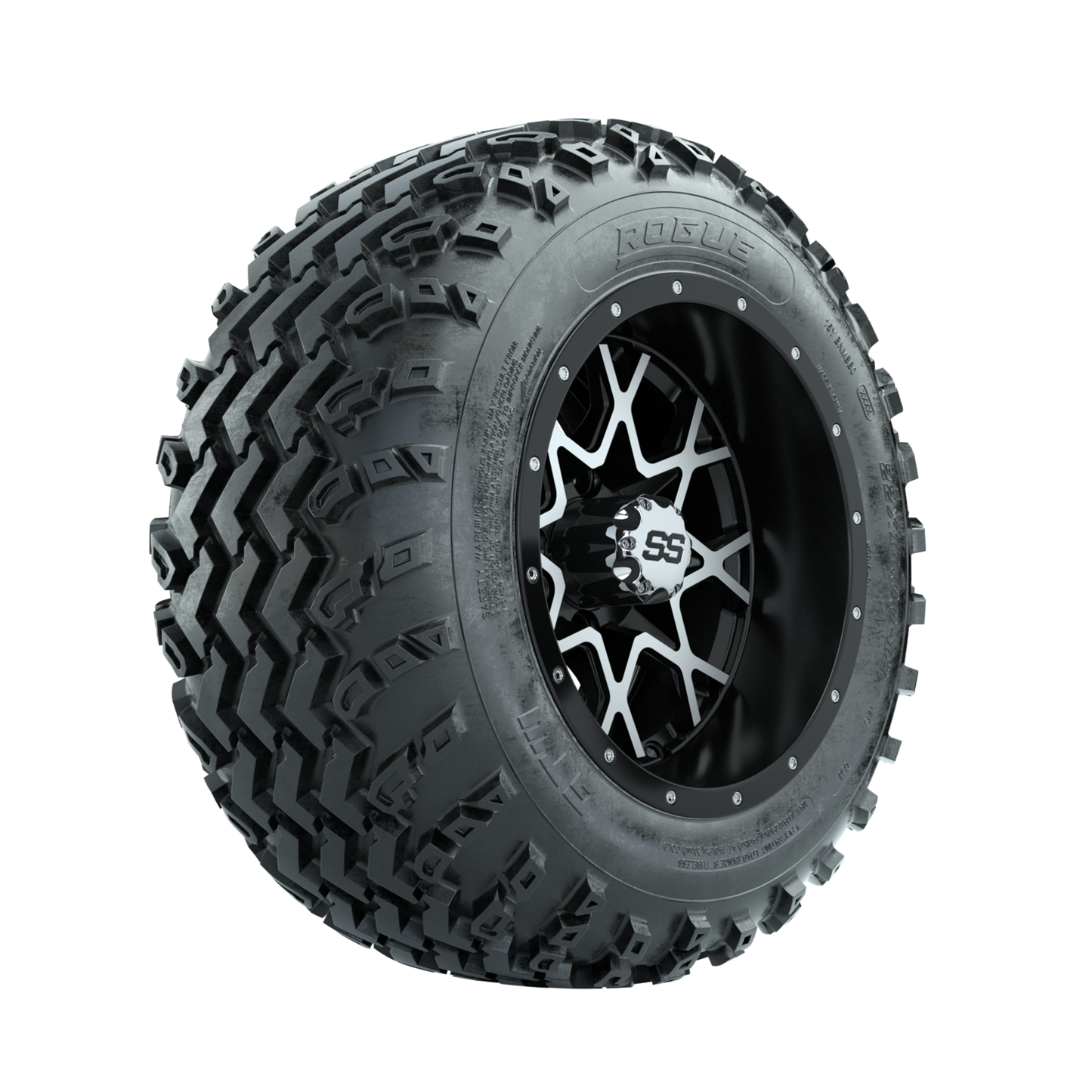GTW Vortex Machined/Matte Black 12 in Wheels with 22x11.00-12 Rogue All Terrain Tires Full Set