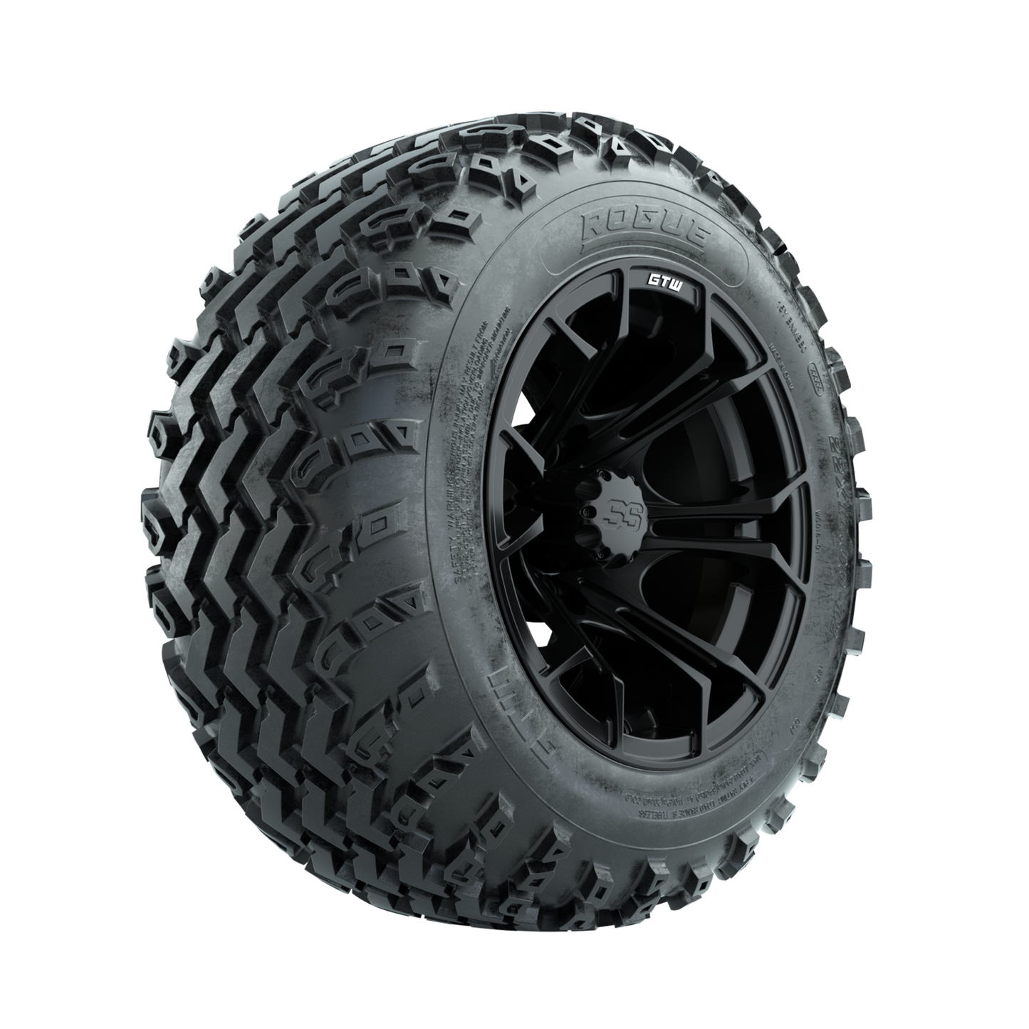 GTW Spyder Matte Black 12 in Wheels with 22x11.00-12 Rogue All Terrain Tires Full Set