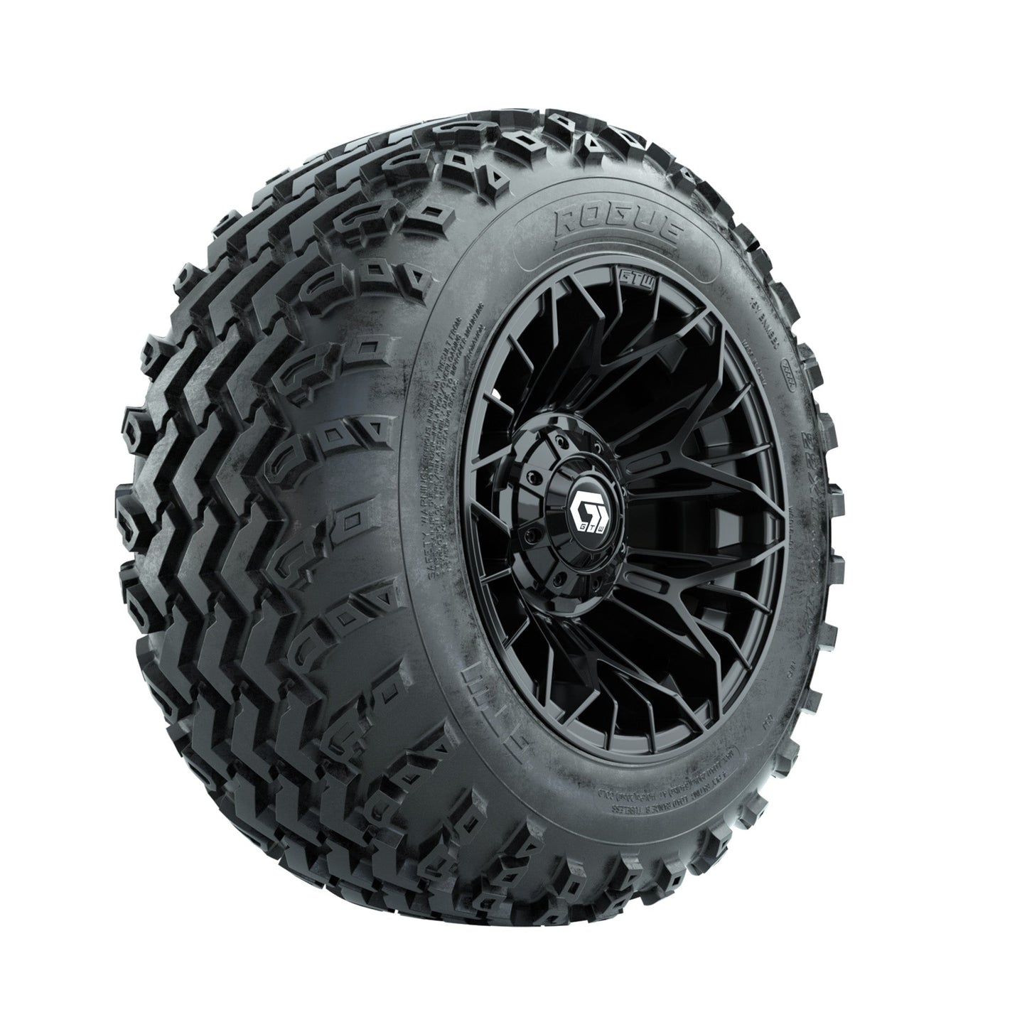 GTW Stellar Black 12 in Wheels with 22x11.00-12 Rogue All Terrain Tires Full Set