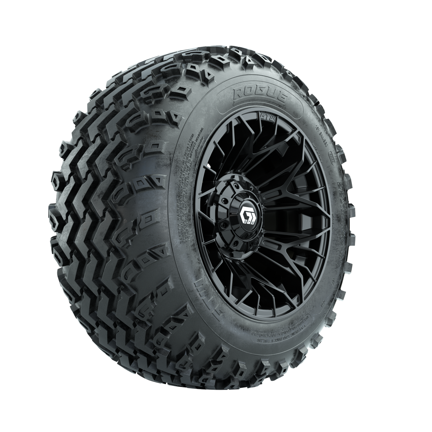 GTW Stellar Black 12 in Wheels with 22x11.00-12 Rogue All Terrain Tires Full Set