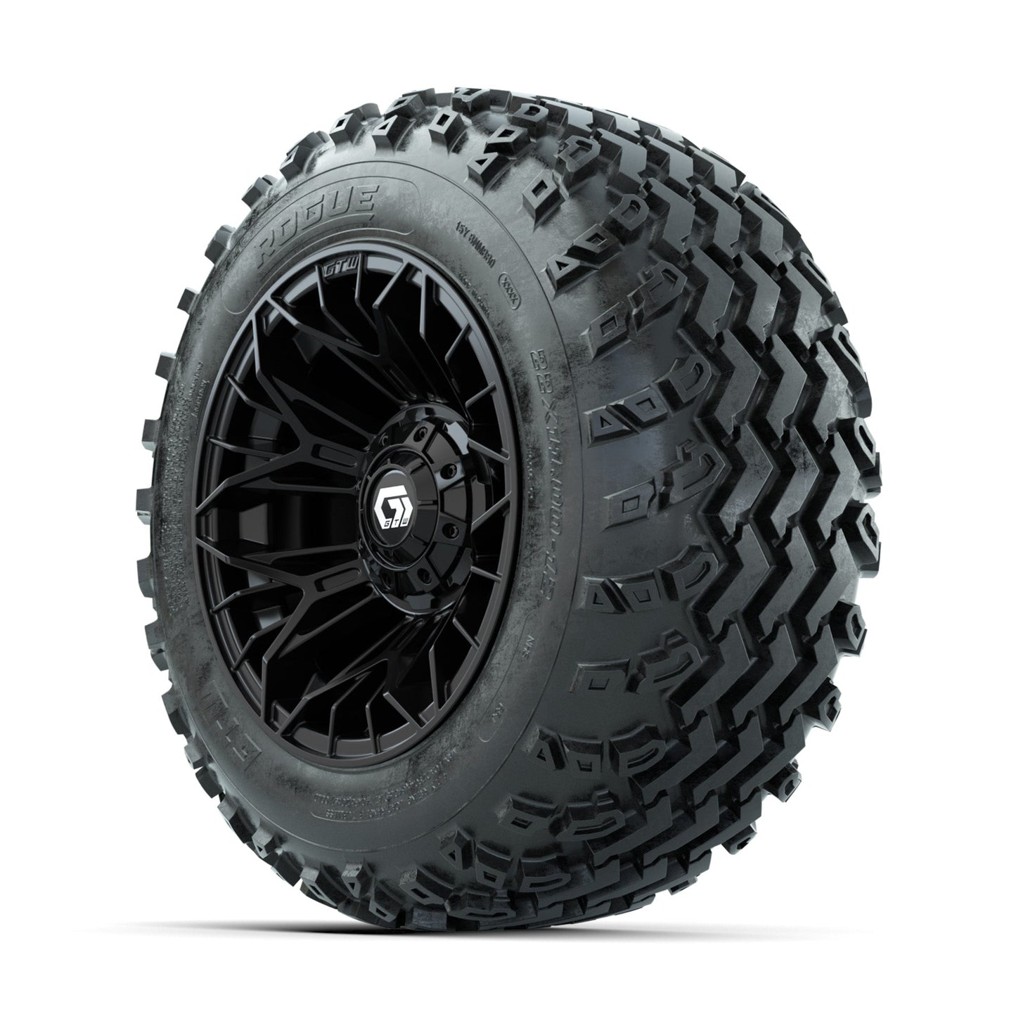 GTW Stellar Black 12 in Wheels with 22x11.00-12 Rogue All Terrain Tires Full Set