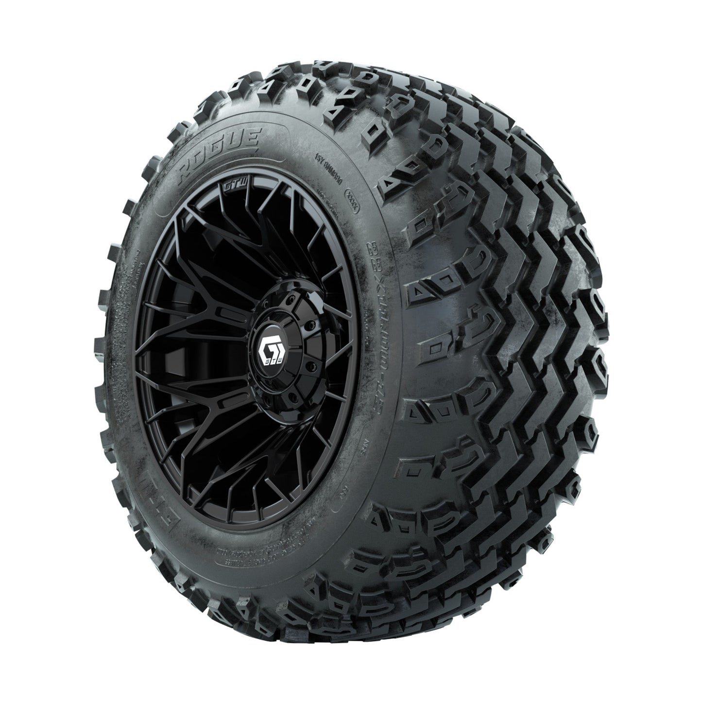 GTW Stellar Black 12 in Wheels with 22x11.00-12 Rogue All Terrain Tires Full Set
