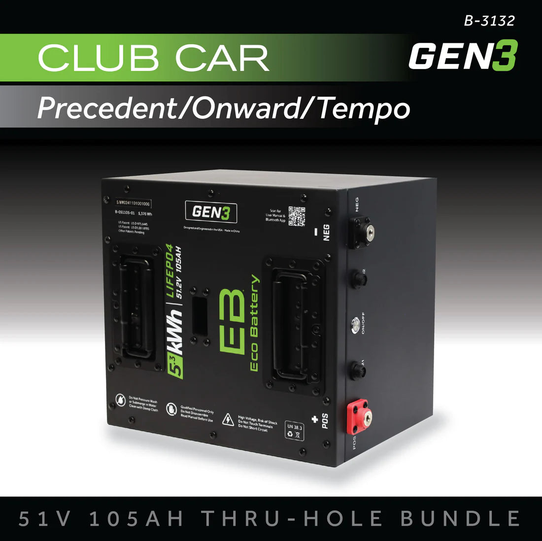 51V 105Ah LiFePO4 Golf Cart Battery Bundle – Club Car Precedent Tempo Gen3