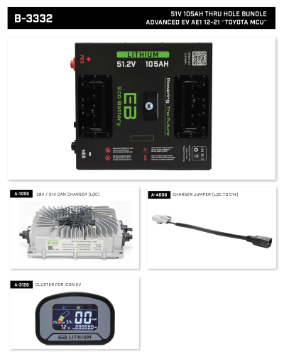 Advanced Ev1 51V 105ah Advanced EV Ev1 2017-2021 "Toyota/Neos Controller" Bundle Gen 3 10 Year Warranty