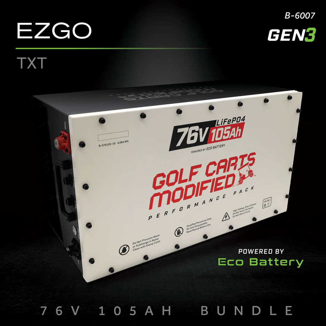 Eco Battery 76V 105Ah Lithium Golf Cart Battery Bundle - EZGO TXT Gen3