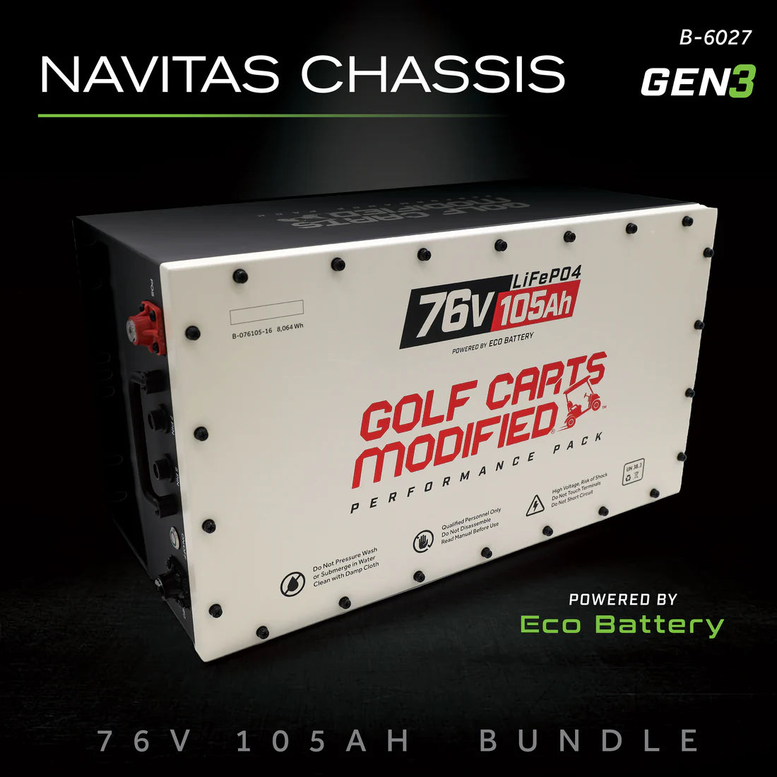 Eco Battery 76V 105Ah Lithium Golf Cart Battery Bundle - Navitas Chassis Gen3