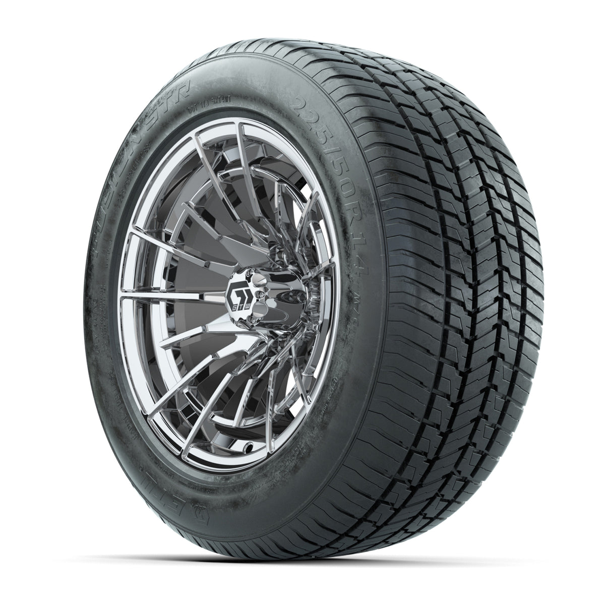 GTW® Boost Chrome 14" Wheels with 255/50-R14 Fusion STR DOT Approved Street Tires - Full Set