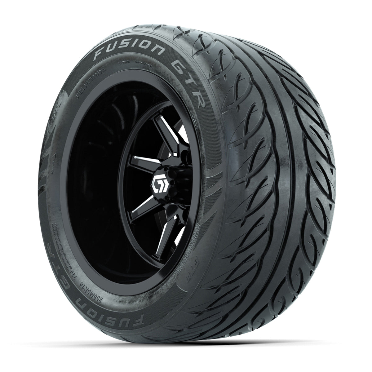 GTW Reaper Black/Machined 14x9 Wheels with 255/45-R14 Fusion GTR Street Tires - Set of 4