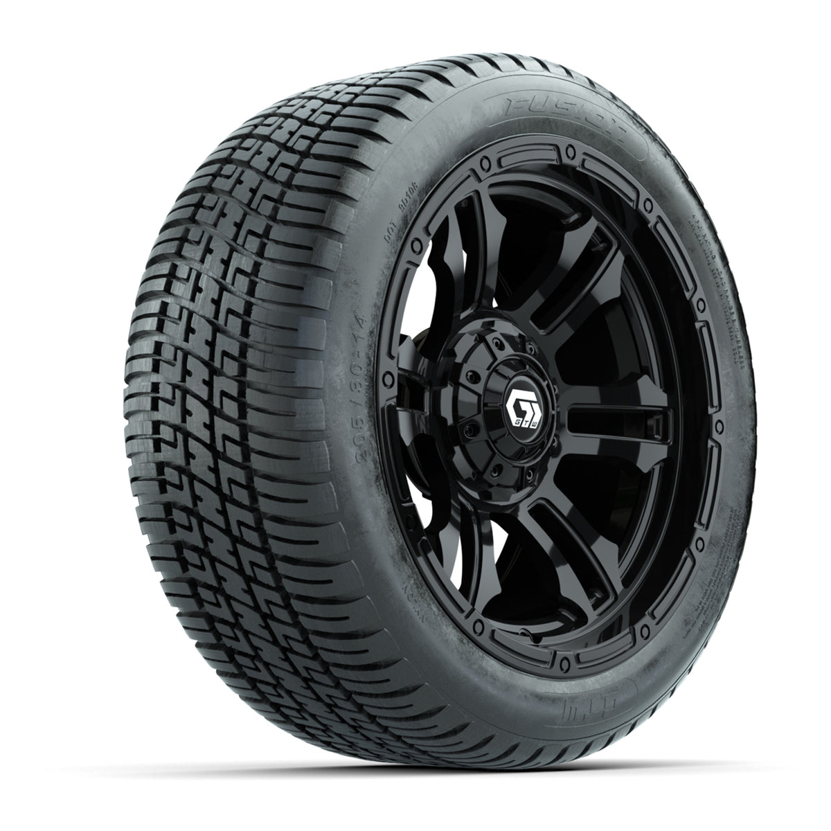 GTW® Shogun Gloss Black 14 in Wheels with 205/30-14 Fusion Street Tires Full Set