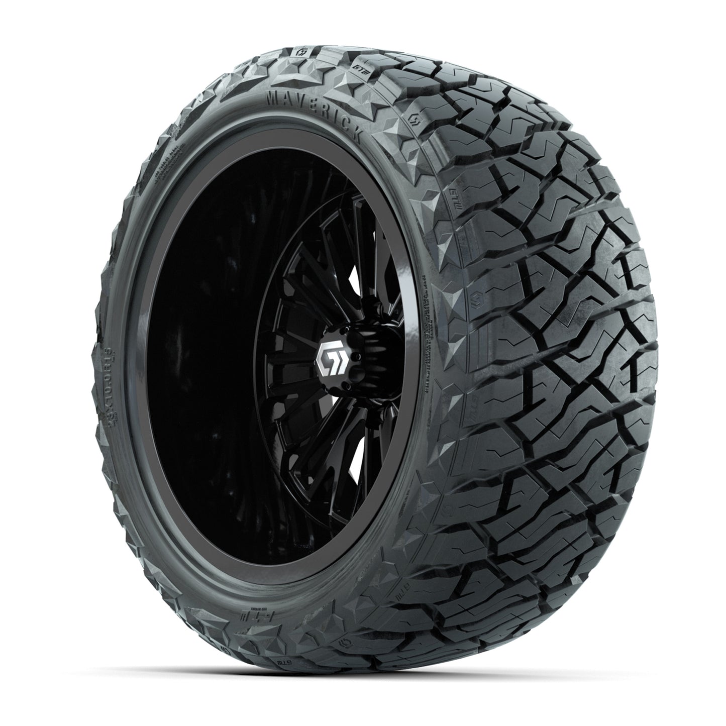 GTW Viper Gloss Black 15" Deep Dish Wheels with 23X10-R15 Maverick Steel Belted Radial All-Terrain Tires - Full Set