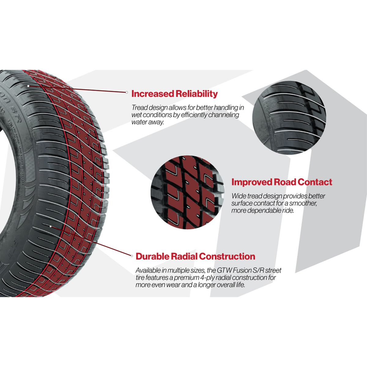 GTW Fusion S/R 205/50-R10 Steel Belted Radial Street Tire