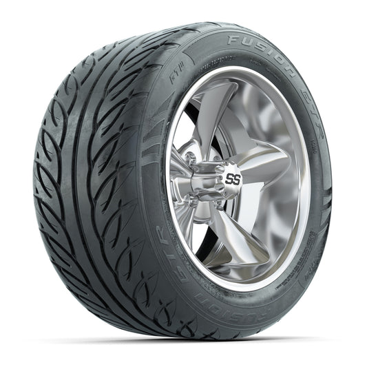 14" GTW® Godfather Chrome Golf Cart Wheels & 255/45-R14 Fusion GTR Radial Street Tires (Set of 4)