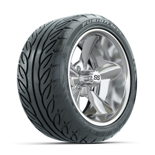 GTW Godfather Chrome 14 in Wheels with 225/40-R14 Fusion GTR Street Tires Full Set