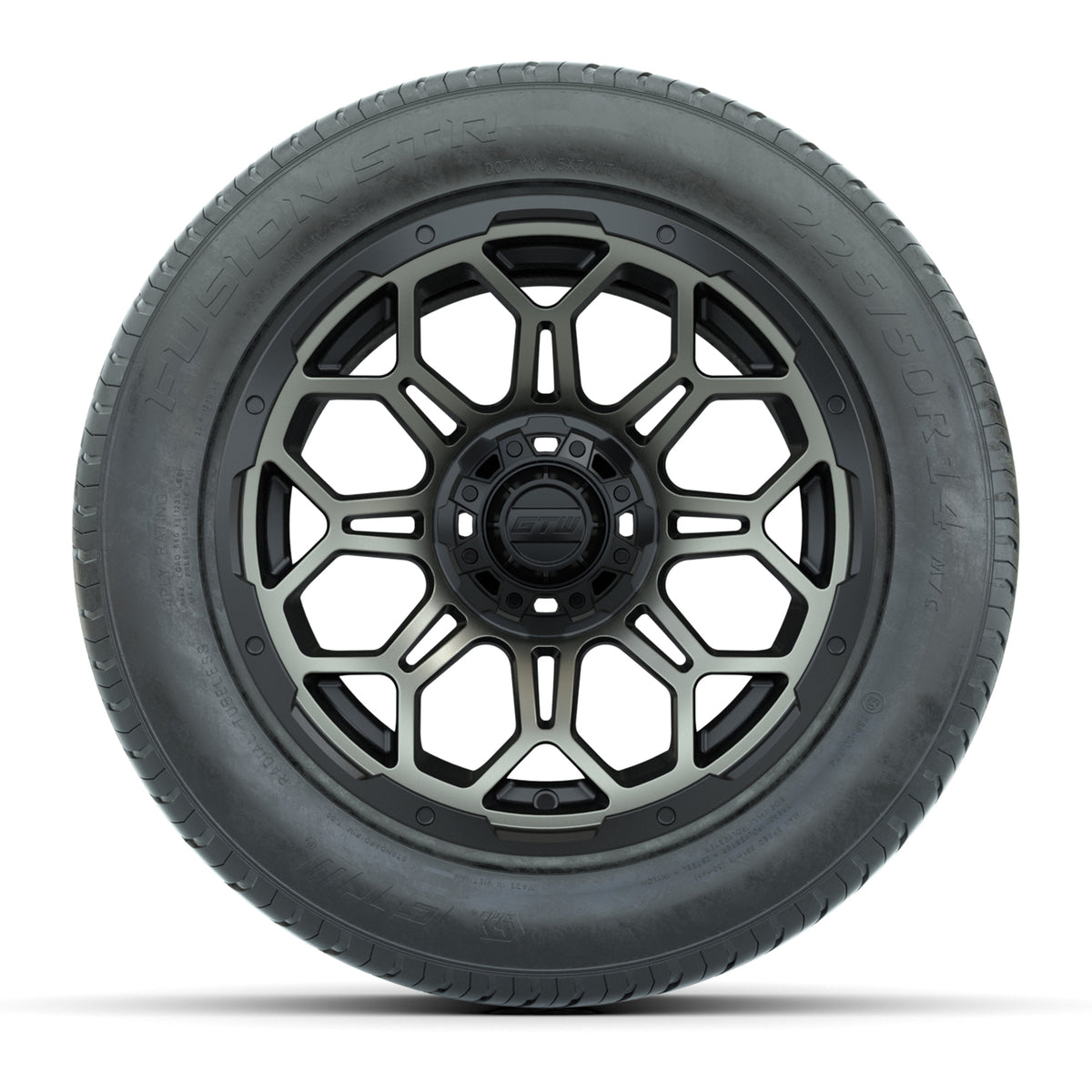 GTW® Bravo Matte Bronze 14" Wheels with 255/50-R14 Fusion STR DOT Approved Street Tires - Full Set