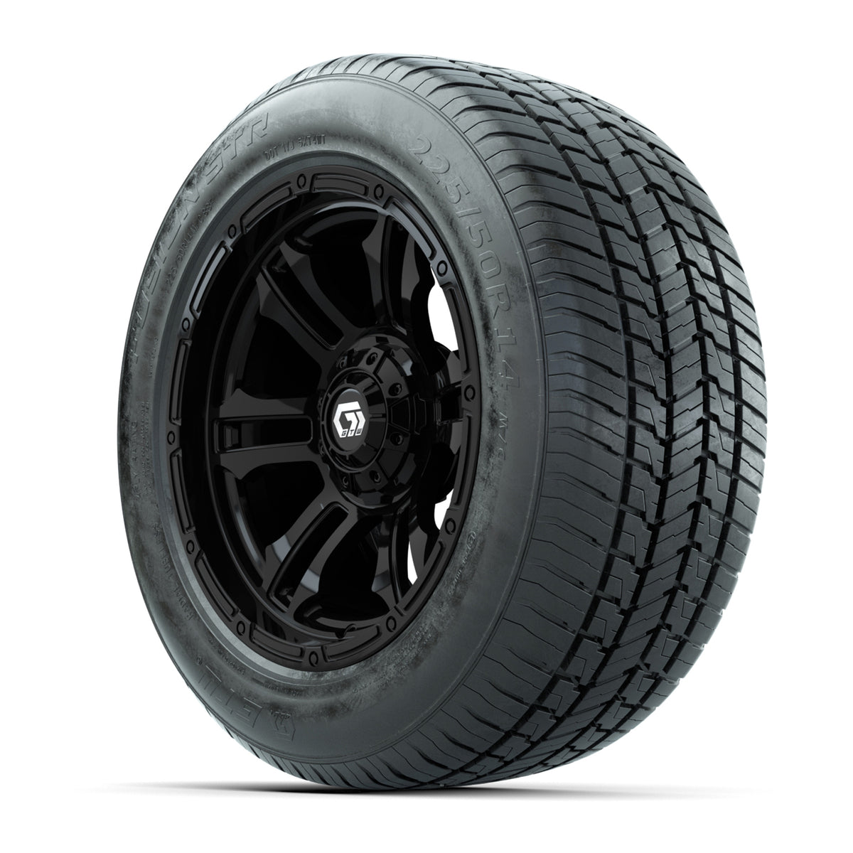 GTW® Shogun Gloss Black 14" Wheels with 255/50-R14 Fusion STR DOT Approved Street Tires - Full Set