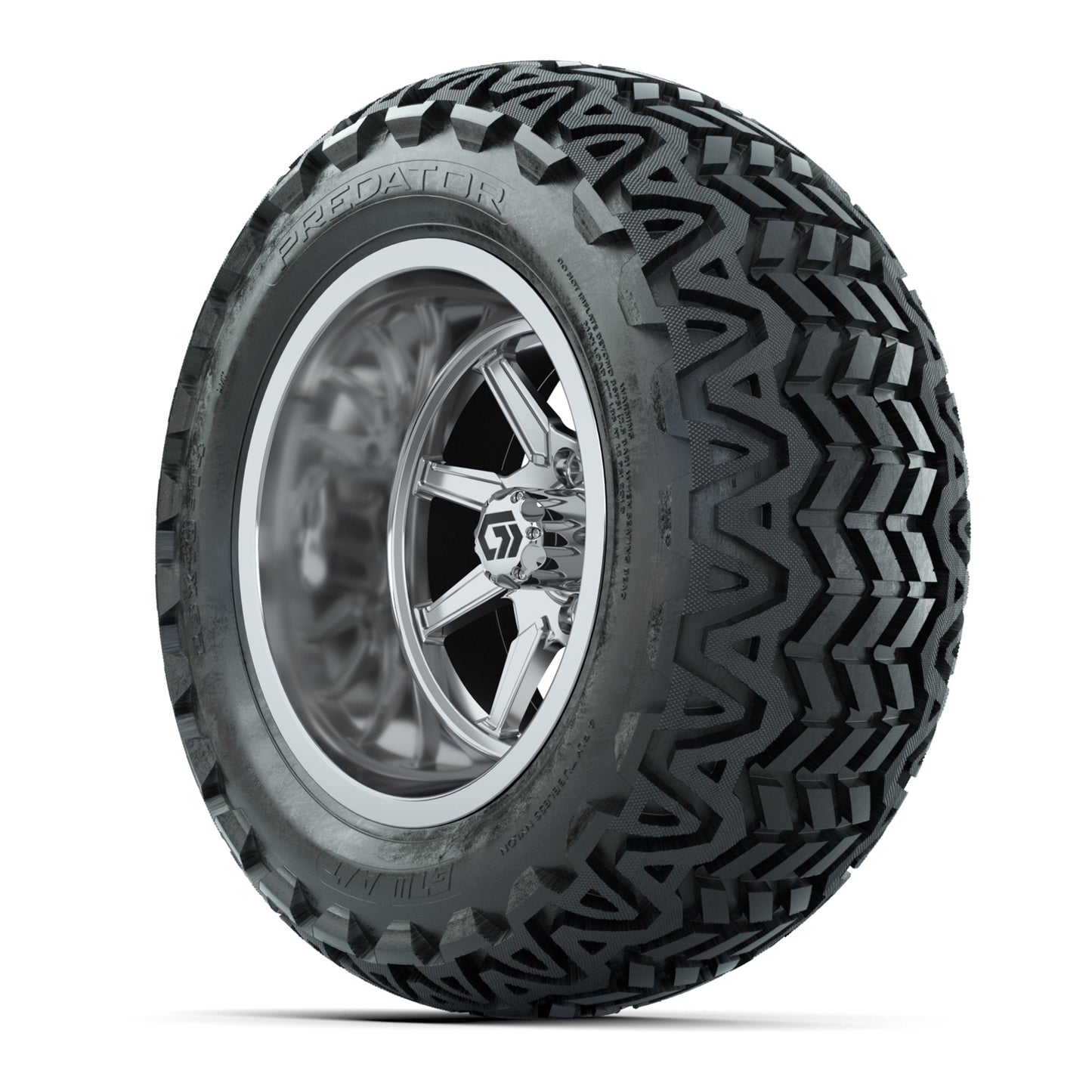 GTW Reaper Chrome 14" Golf Cart Wheels & 23X10-14 Predator A/T Tires – Set of 4