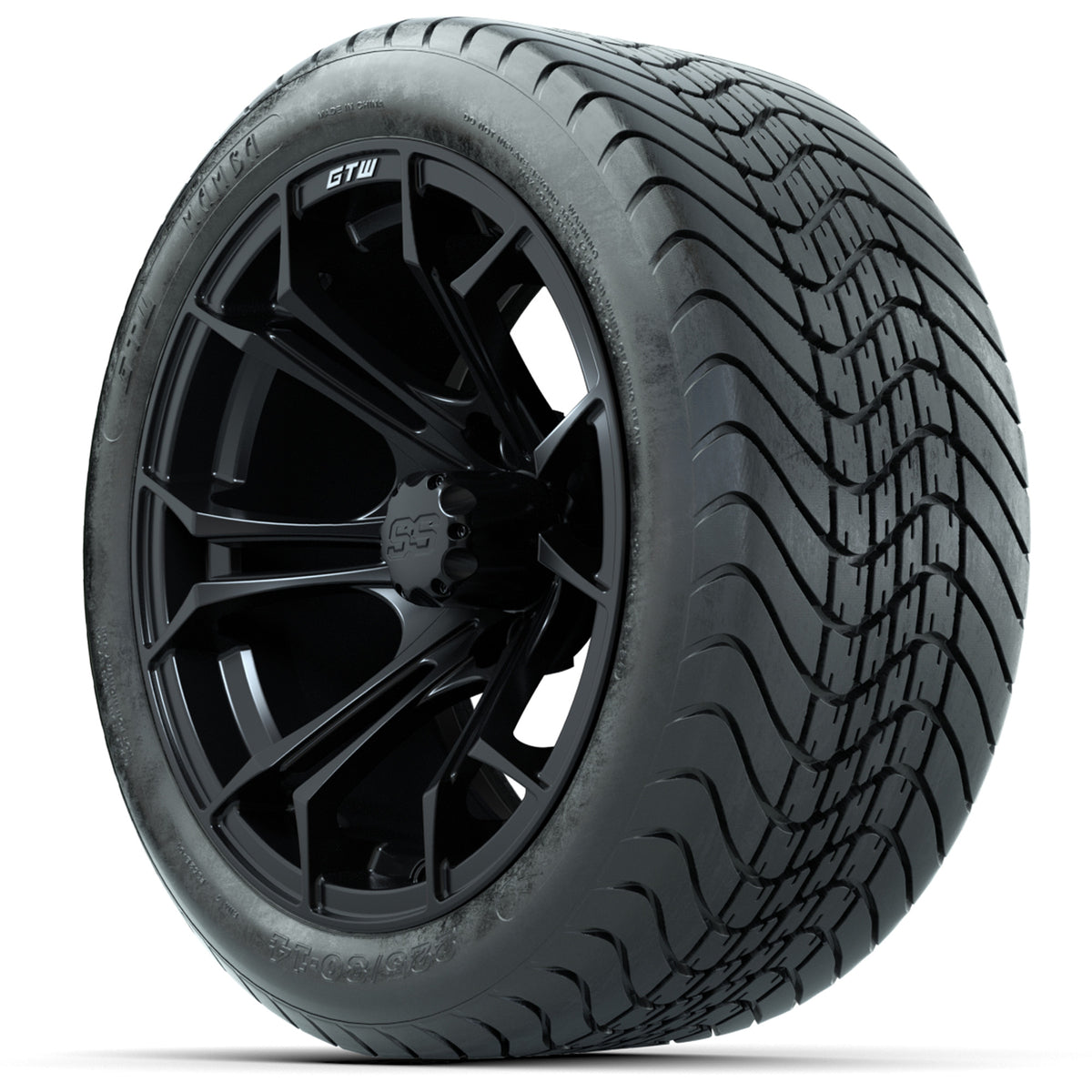 GTW Spyder Matte Black 14" Wheels with 225/30-14 Mamba Street Tires Full Set