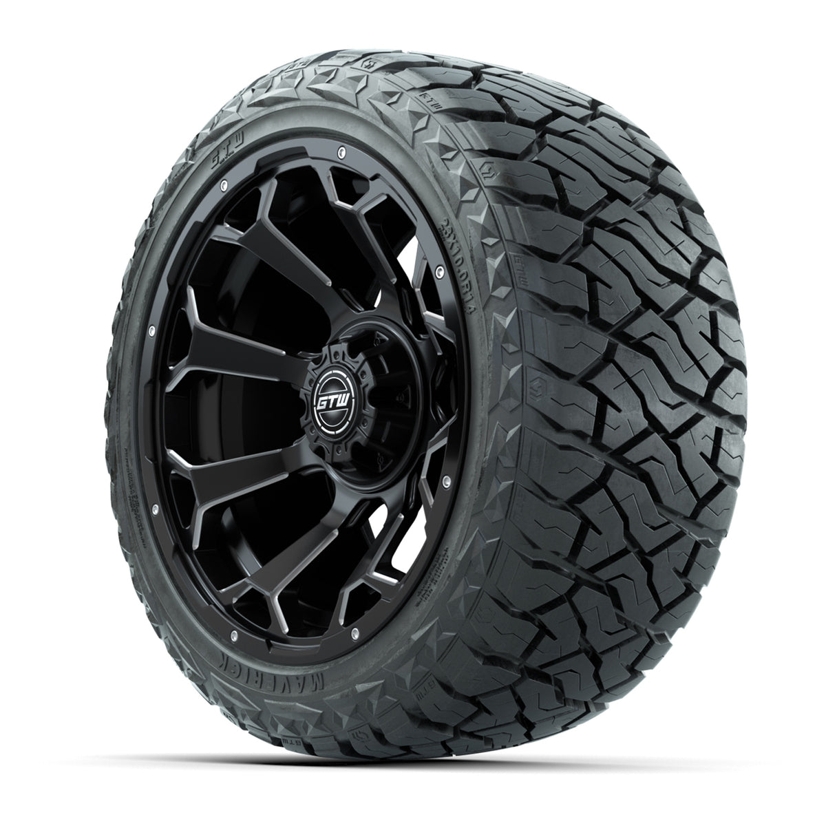 GTW Raven Matte Black 14" Wheels & 23x10-R14 Maverick A/T Tires, Set of 4