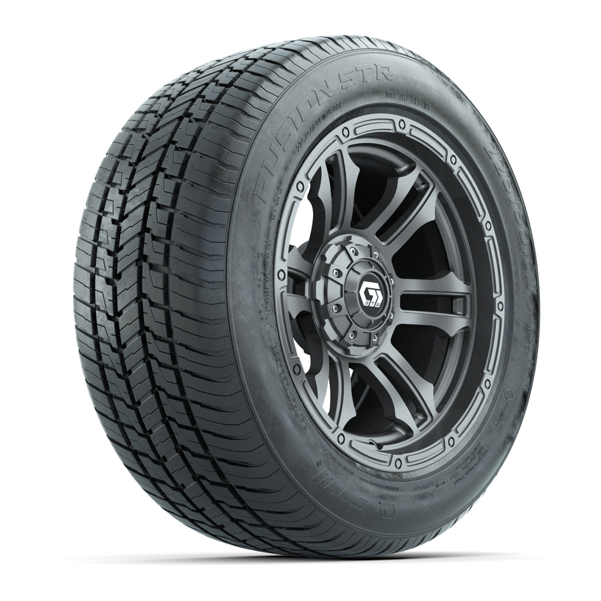 GTW® Shogun Gloss Gunmetal 14" Wheels with 255/50-R14 Fusion STR DOT Approved Street Tires - Full Set
