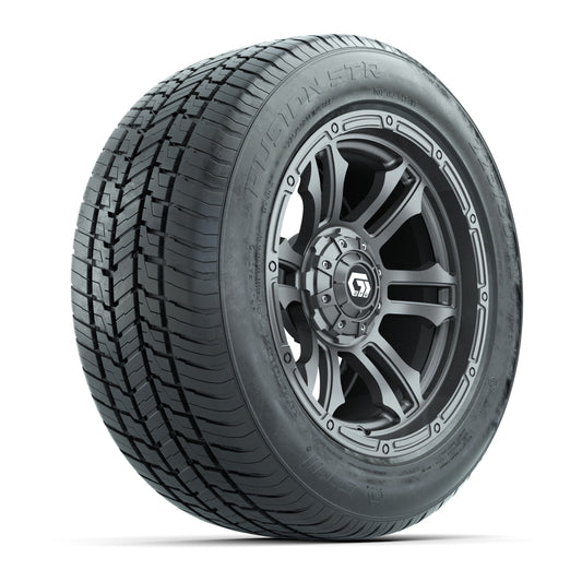 GTW® Shogun Gloss Gunmetal 14" Wheels with 255/50-R14 Fusion STR DOT Approved Street Tires - Full Set