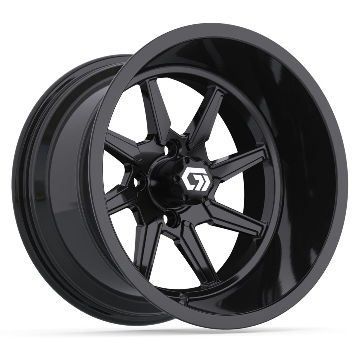 GTW® Reaper Gloss Black 15" Golf Cart Wheel - Single | Deep Dish